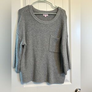 Pink Lily Heather Gray Crew Neck Sweater